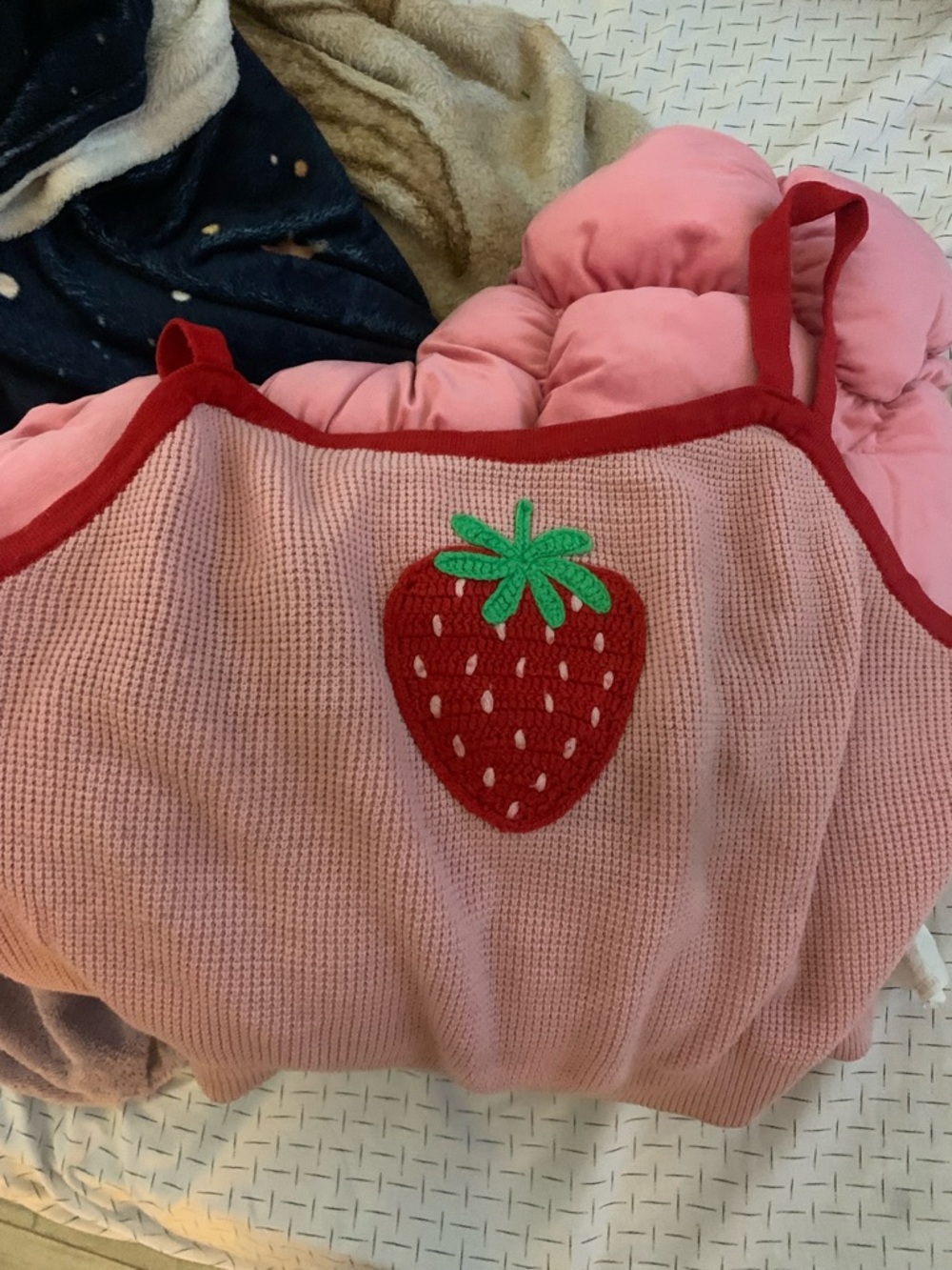 Pink Strawberry Knit Tank with Red Trim HOT TOPIC NO LONGER SOLD IN STORE
